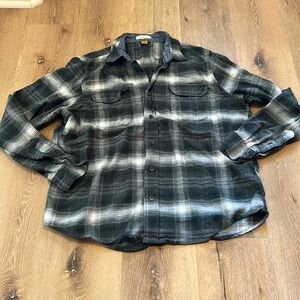 Tailor Vintage flannel button up  XL green grey and white